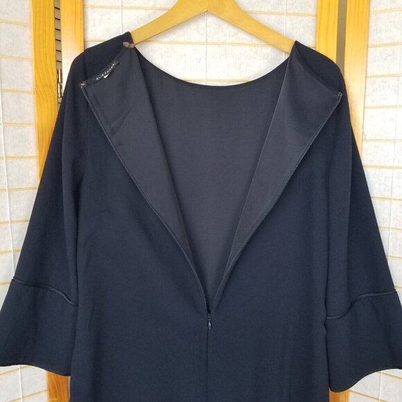 Tahari Navy Blue Dress Size 12 Esmarella A-Line 3/4 Sleeve - Picture 9 of 11